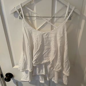 White flowy top